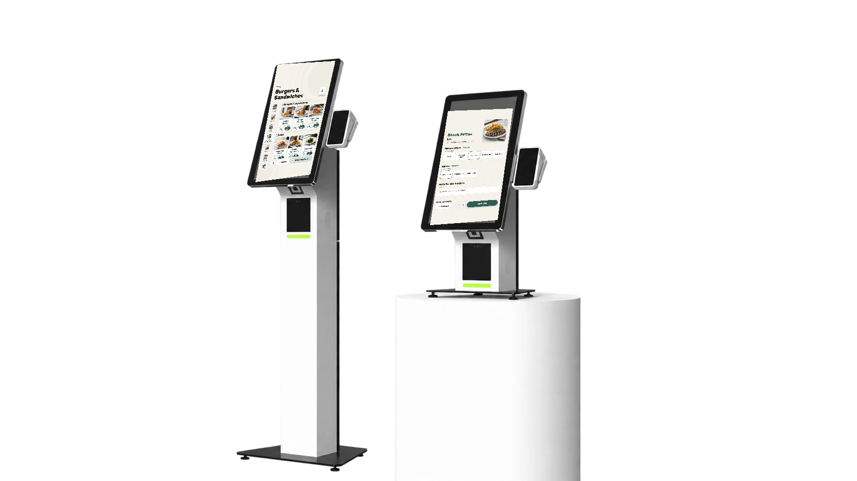 Jooule self-order kiosks showing real menu and item screens