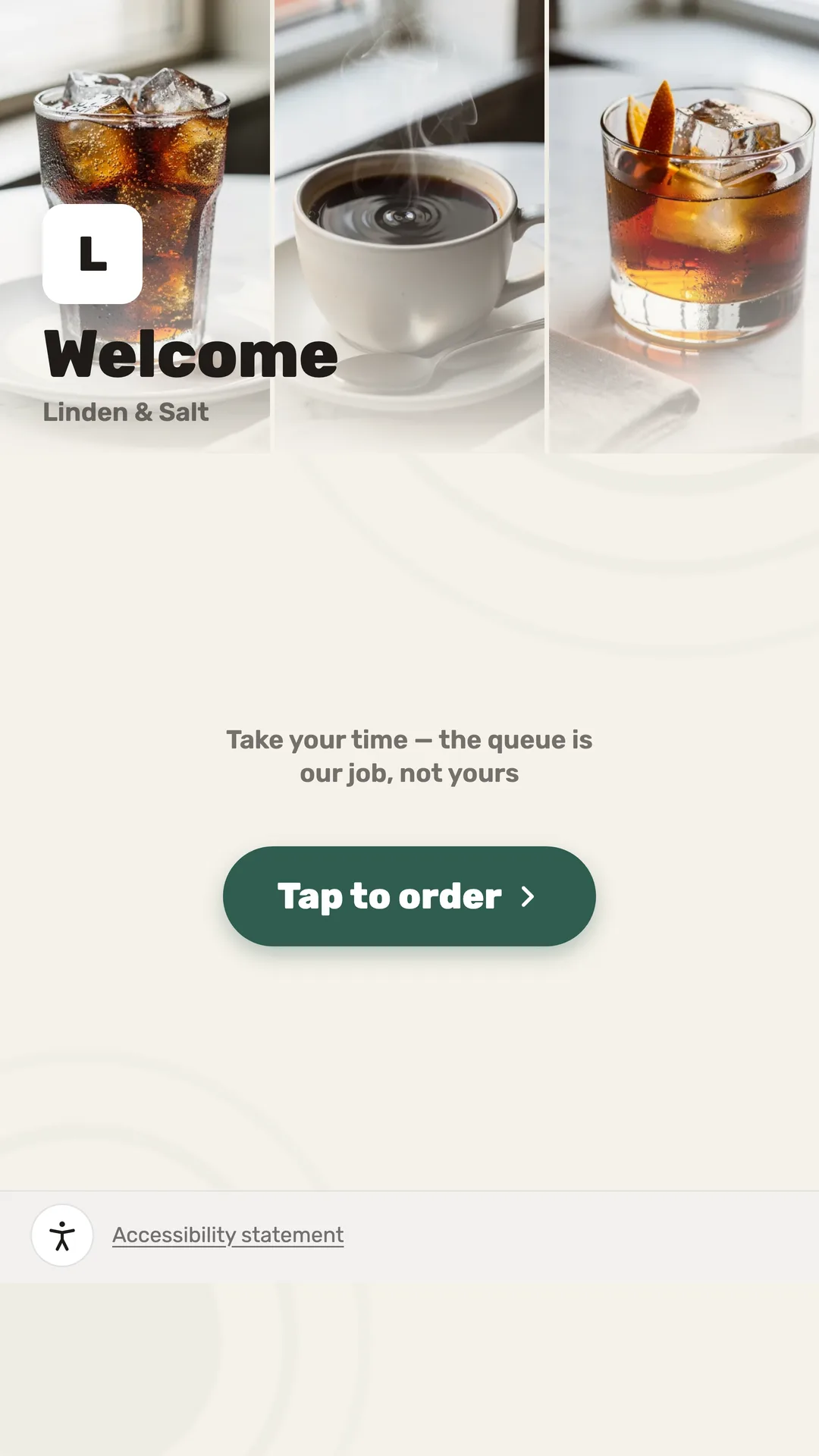 The kiosk: the welcome screen