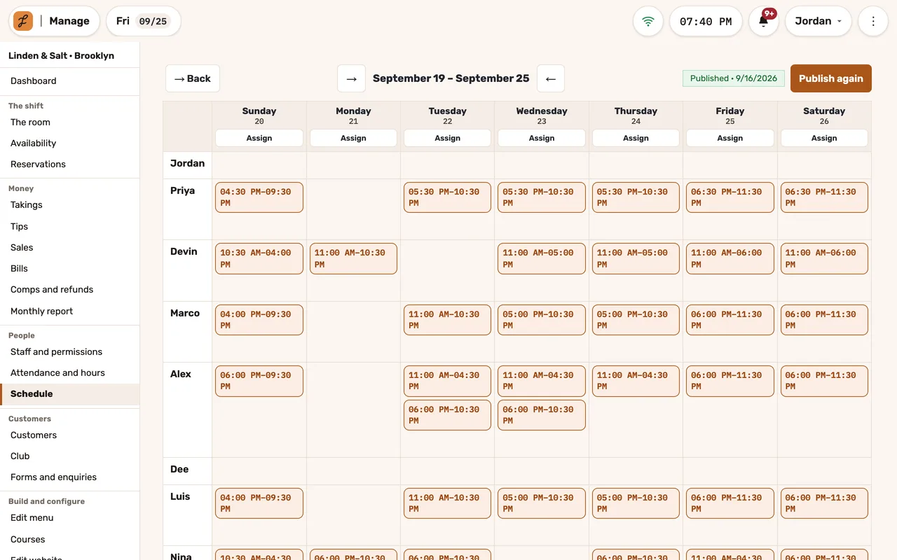 This week’s schedule